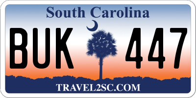 SC license plate BUK447