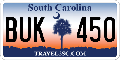 SC license plate BUK450
