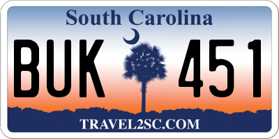 SC license plate BUK451