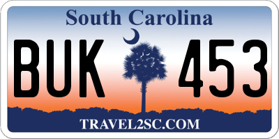 SC license plate BUK453