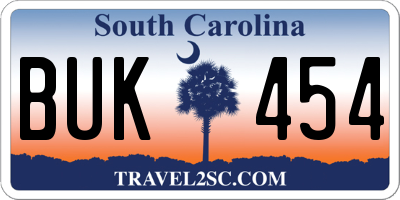 SC license plate BUK454