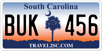 SC license plate BUK456