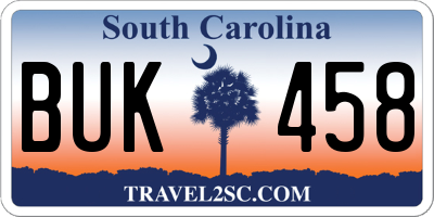SC license plate BUK458