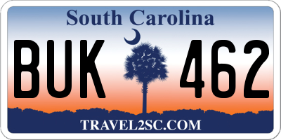 SC license plate BUK462