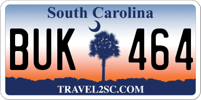 SC license plate BUK464