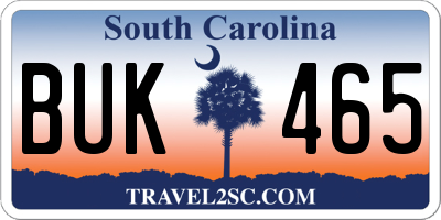 SC license plate BUK465