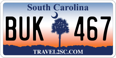 SC license plate BUK467