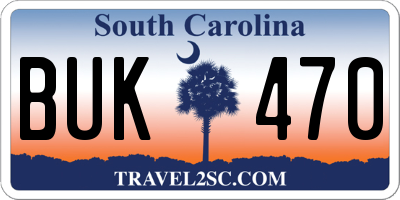 SC license plate BUK470