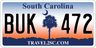SC license plate BUK472