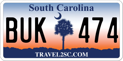 SC license plate BUK474