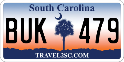 SC license plate BUK479