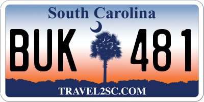 SC license plate BUK481