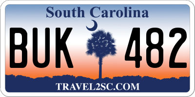 SC license plate BUK482