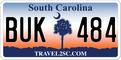 SC license plate BUK484