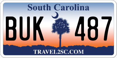 SC license plate BUK487