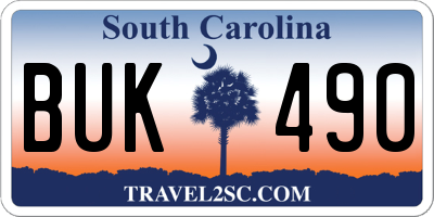 SC license plate BUK490