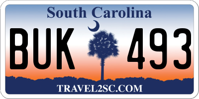 SC license plate BUK493