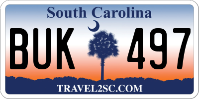 SC license plate BUK497