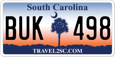 SC license plate BUK498