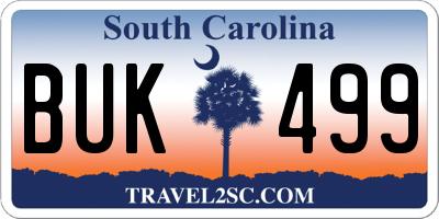 SC license plate BUK499