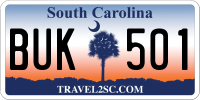 SC license plate BUK501