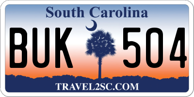 SC license plate BUK504