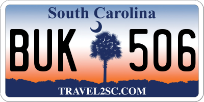 SC license plate BUK506