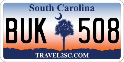 SC license plate BUK508