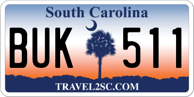 SC license plate BUK511