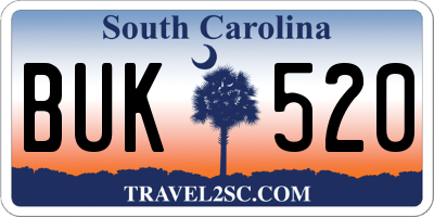SC license plate BUK520