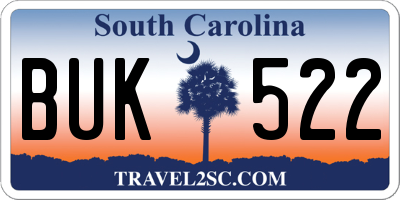 SC license plate BUK522