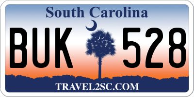 SC license plate BUK528