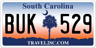 SC license plate BUK529