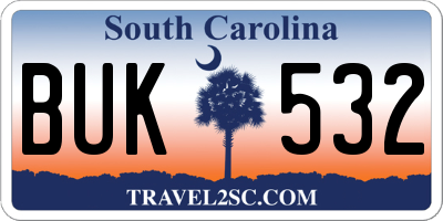 SC license plate BUK532
