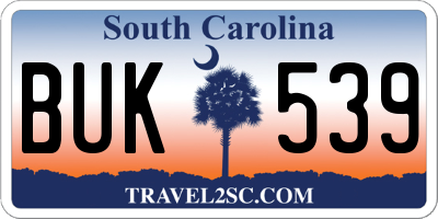 SC license plate BUK539