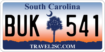 SC license plate BUK541