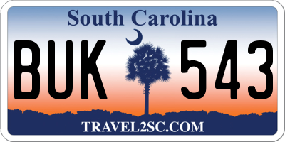 SC license plate BUK543