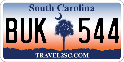 SC license plate BUK544