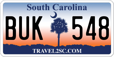 SC license plate BUK548