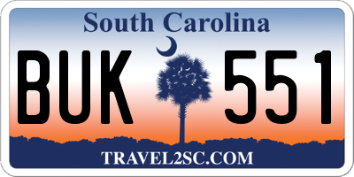 SC license plate BUK551