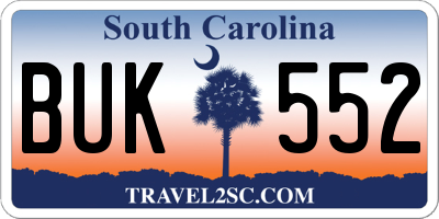 SC license plate BUK552