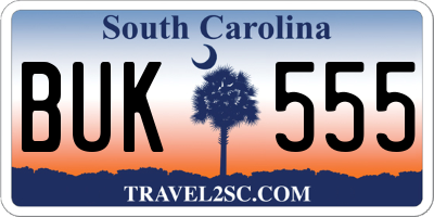 SC license plate BUK555