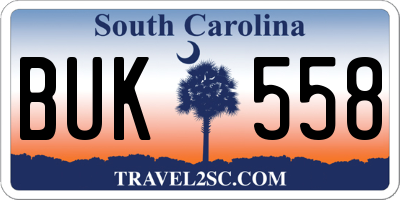 SC license plate BUK558