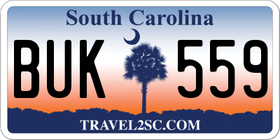 SC license plate BUK559