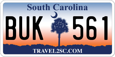 SC license plate BUK561