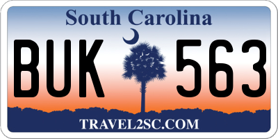 SC license plate BUK563