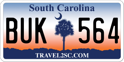 SC license plate BUK564