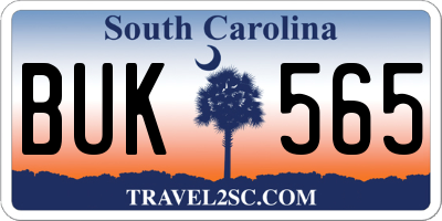 SC license plate BUK565
