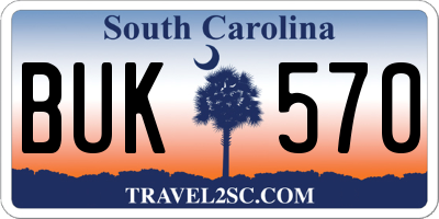 SC license plate BUK570