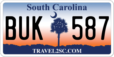 SC license plate BUK587